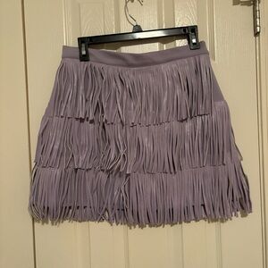 Chic Lavender Fringe Mini Skirt